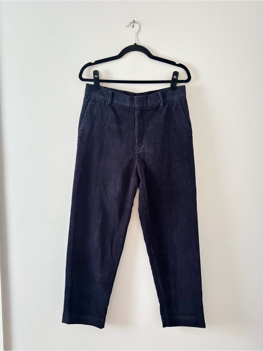 COS Men’s Corduroy Pants Trousers Ankle Cropped Straight Leg Tapered Navy Blue